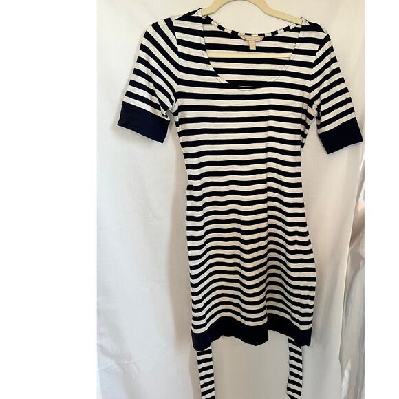 Banana Republic dress women’s size XXS Navy blue White Striped Short Sleeve - Picture 5 of 8
